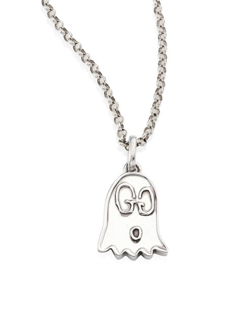 gucci ghost motif pendant necklace|gucci ghost jewellery.